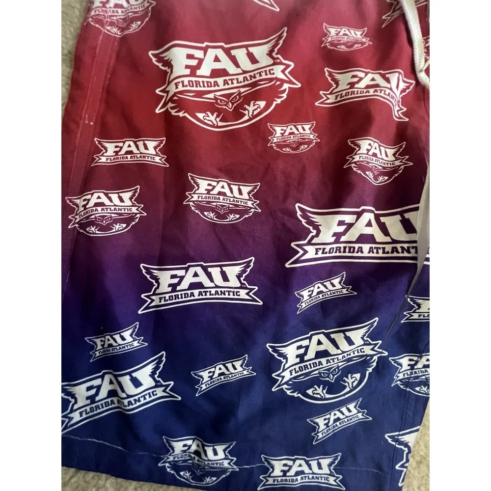 FAU Florida Atlantic University Horned Owls‎ Swim Trunks Mens 36 Board Shorts